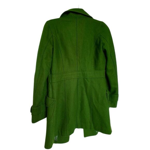 Tulle Green Wool Blend Coat XS Women’s Button Front Lined Pockets - Picture 2 of 7